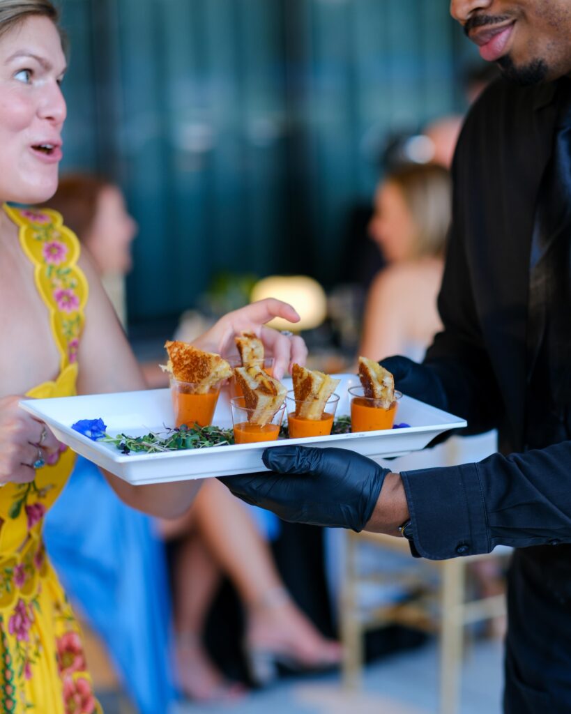 Smoked Gouda + Cheddar Grilled Cheese with Tomato-Basil Bisque Shooters at the Tampa Museum of Art | Good Food Events + Catering