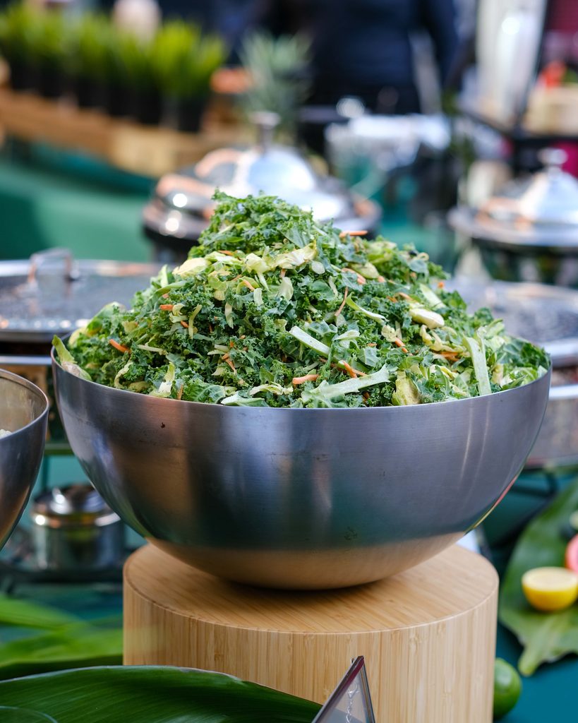Fresh Bowl Station ingredients prepared for large event catering at Armature Works