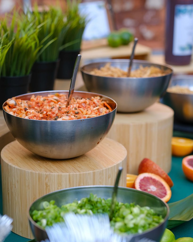 Fresh Bowl Station ingredients prepared for large event catering at Armature Works