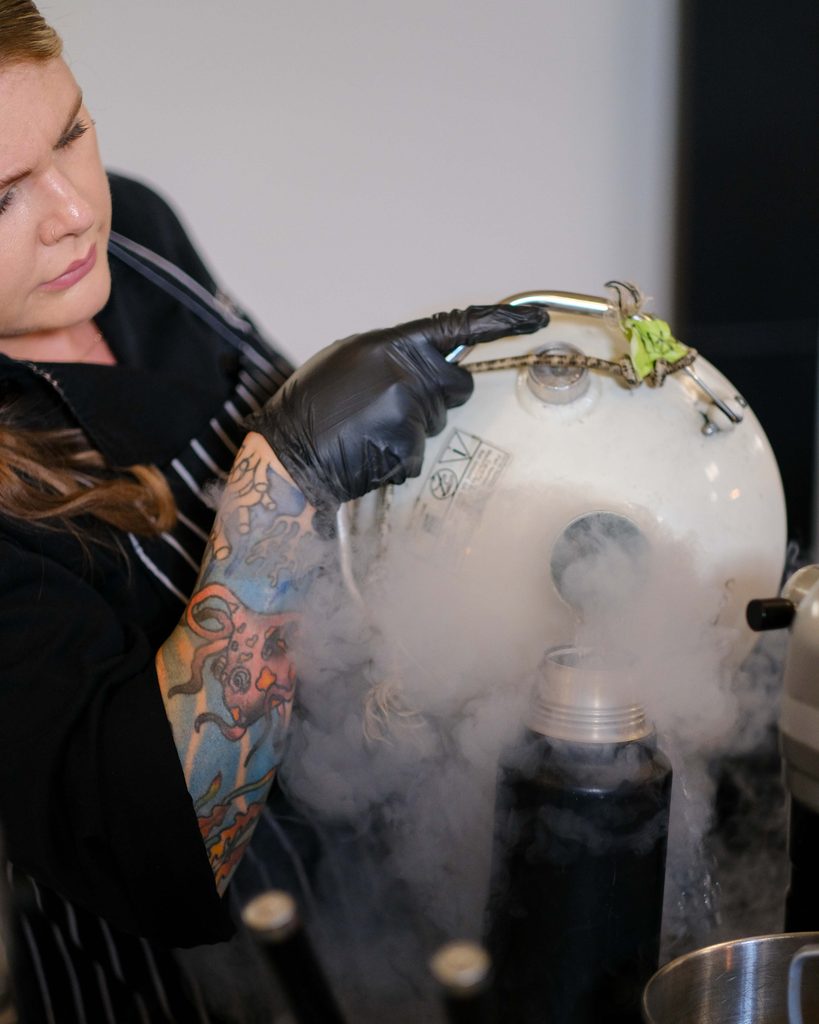 Liquid Nitrogen Ice Cream at a large corporate event, catered by Good Food at Armature Works