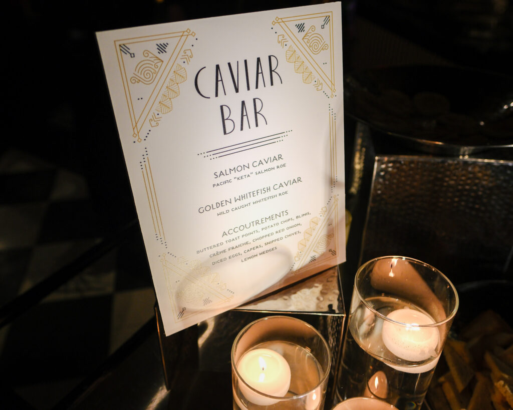 Caviar bar at a Floridian Social wedding catered by Good Food Events + Catering
