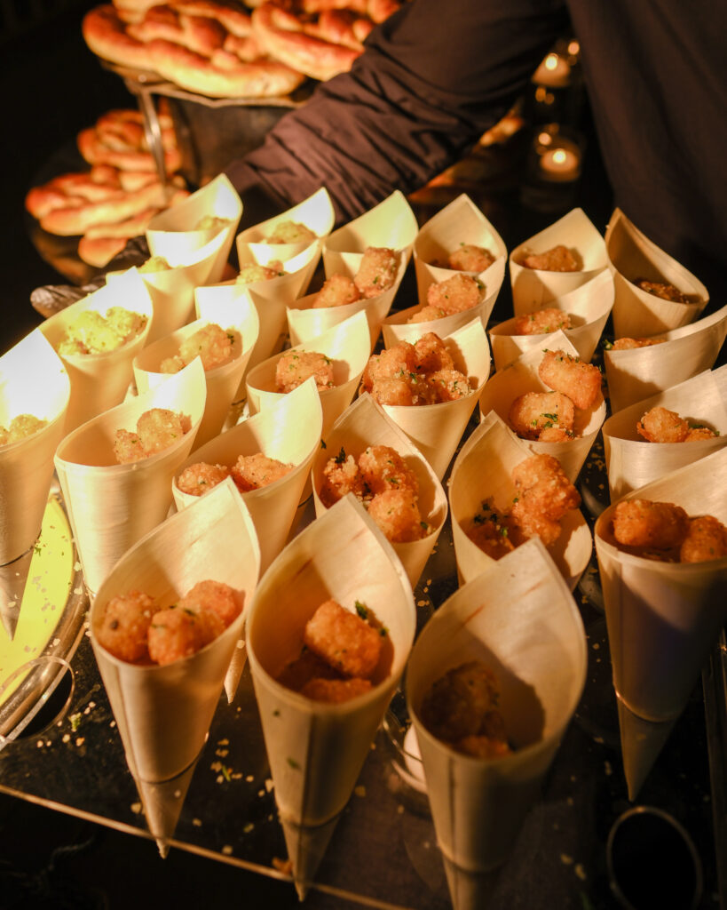 Parmesan tater tots served as a late-night wedding snack