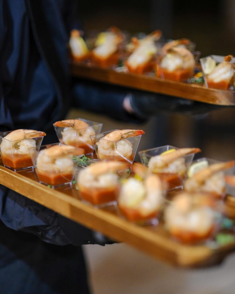 Shrimp Cocktail at a New Orleans themed private school fundraiser with food and bar service in Tampa