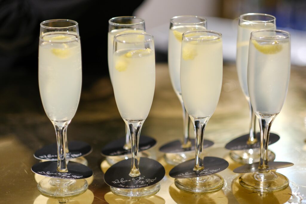 French 75 cocktails served at a New Orleans themed Tampa gala